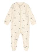 Nightsuit W.zipper A. Foot Pyjamas Sie Jumpsuit Cream Fixoni