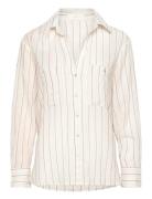Pocket Striped Shirt Tops Shirts Long-sleeved Beige Mango