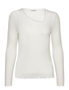 Srfenja Asymmetrical Top Tops T-shirts & Tops Long-sleeved White Soft ...