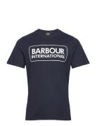 B.int Ess Large Logo Tee Designers T-shirts Short-sleeved Navy Barbour
