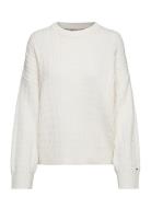 Cable All Over C-Nk Sweater Tops Knitwear Jumpers Cream Tommy Hilfiger