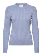 Stretch Cotton Cable C-Neck Tops Knitwear Jumpers Blue GANT