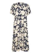 Freddyll Midi Dress Ss Knelang Kjole Navy Lollys Laundry