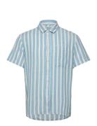 Sdfried Tops Shirts Short-sleeved Blue Solid