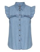 Cuaurelia Sleeveless Shirt Tops Shirts Short-sleeved Blue Culture