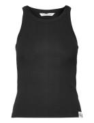 Variegated Rib Woven Tab Tank Tops T-shirts & Tops Sleeveless Black Ca...