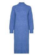 Slfrena Ls High Neck Knit Dress Camp Knelang Kjole Blue Selected Femme
