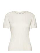 Knit T-Shirt Tops T-shirts & Tops Short-sleeved Cream Rosemunde