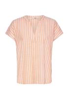 Striped Cotton Blouse Tops Blouses Short-sleeved Orange Esprit Casual