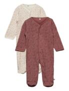 Nightsuit W/F -Buttons 2-Pack Pyjamas Sie Jumpsuit Pink Pippi