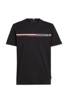 Chest Stripe Tee Tops T-shirts Short-sleeved Black Tommy Hilfiger
