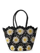 Sunflower Crochet Basket Black Shopper Veske Black Ceannis