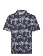 Cfanton Ss Rc Aop Palm Shirt Tops Shirts Short-sleeved Blue Casual Fri...