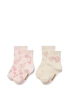 2 Pk Pattern Luna Socks Sokker Strømper Pink Wheat