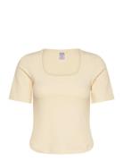 Scoop Rib Tee Sport T-shirts & Tops Short-sleeved Yellow Casall