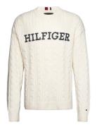 Cable Monotype Crew Neck Tops Knitwear Round Necks White Tommy Hilfige...