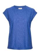 Fqblond-Tee-Flower Tops T-shirts & Tops Short-sleeved Blue FREE/QUENT