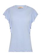 Mmchio Flounce Tee Tops T-shirts & Tops Short-sleeved Blue MOS MOSH