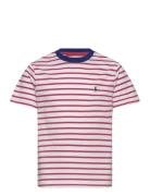 Striped Cotton Jersey Tee Tops T-shirts Short-sleeved Red Ralph Lauren...