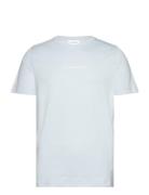 Lindbegrh Print Tee S/S Tops T-shirts Short-sleeved Blue Lindbergh