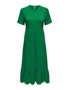 Onlmay Life S/S Peplum Calf Dress Jrs Knelang Kjole Green ONLY