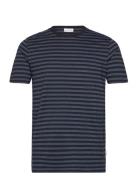 Striped Tee S/S Tops T-shirts Short-sleeved Navy Lindbergh