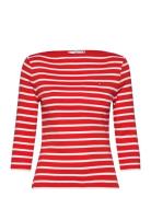 New Cody Slim Boat-Nk 3/4Slv Tops T-shirts & Tops Long-sleeved Red Tom...