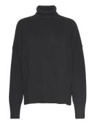 Chunky Roll Neck Sweater Tops Knitwear Turtleneck Black Davida Cashmer...