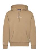 Logo Double-Knit Hoodie Tops Sweat-shirts & Hoodies Hoodies Khaki Gree...