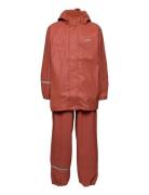 Basic Rainwear Set -Solid Pu Outerwear Rainwear Rainwear Sets Red CeLa...