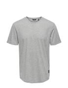 Onsmatt Longy Ss Tee Noos Tops T-shirts Short-sleeved Grey ONLY & SONS