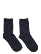 Pcsebby Glitter Long 1P Socks Noos Bc Lingerie Socks Regular Socks Blu...