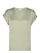 Viellette S/S Satin Top - Noos Tops T-shirts & Tops Short-sleeved Gree...