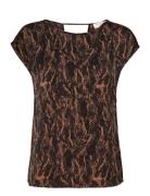 Recycled Polyester Blouse Ss Tops Blouses Short-sleeved Brown Rosemund...