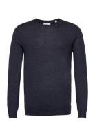 Johs Merino Crew Neck Knit Tops Knitwear Round Necks Blue Kronstadt