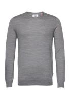 Johs Merino Crew Neck Knit Tops Knitwear Round Necks Grey Kronstadt