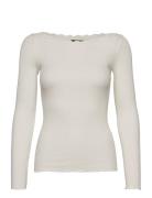 Organic T-Shirt W/Lace Tops T-shirts & Tops Long-sleeved White Rosemun...