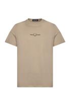 Embroidered T-Shirt Tops T-shirts Short-sleeved Beige Fred Perry