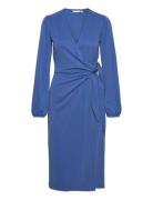 Catjaiw Wrap Dress Knelang Kjole Blue InWear