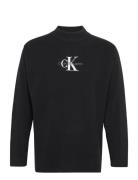 Monologo Sweater Tops Knitwear Round Necks Black Calvin Klein Jeans