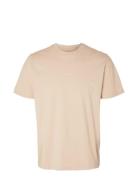 Slhaspen Print Ss O-Neck Tee Noos Tops T-shirts Short-sleeved Beige Se...
