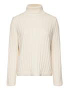 Callunapw Pu Tops Knitwear Turtleneck Cream Part Two