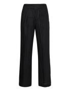 Denise Linen Trousers Bottoms Trousers Wide Leg Black Gina Tricot