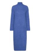 Slfmaline Ls Knit Dress High Neck Noos Knelang Kjole Blue Selected Fem...