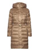 Belted Down Coat Fôret Kåpe Gold Lauren Ralph Lauren