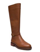 Hallee Tumbled Leather Tall Boot Høye Støvletter Brown Lauren Ralph La...