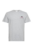 Reg Archive Shield Emb Ss T-Shirt Tops T-shirts Short-sleeved Grey GAN...