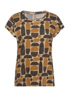 Sc-Felicity Aop Tops T-shirts & Tops Short-sleeved Brown Soyaconcept