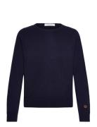O-Neck Top Tops Knitwear Jumpers Navy BUSNEL