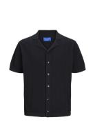 Jorvalencia Structure Knit Ss Polo Sn Tops Shirts Short-sleeved Black ...